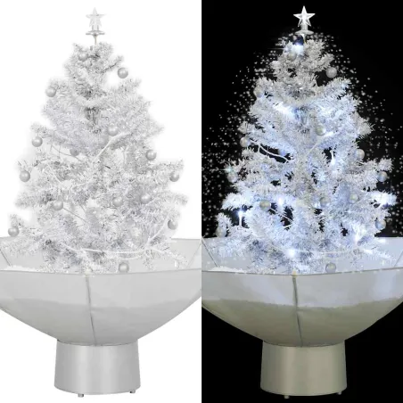 Arbre de Noël neigeux avec base de parapluie Blanc 75 cm