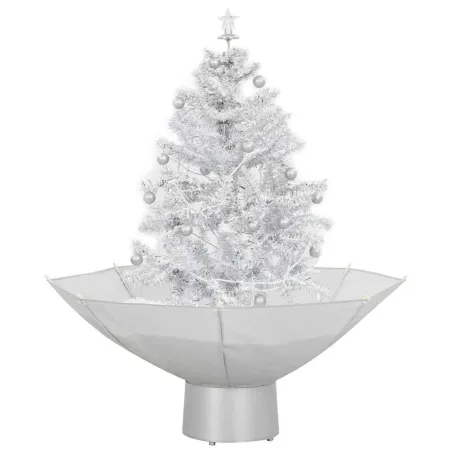 Arbre de Noël neigeux avec base de parapluie Blanc 75 cm