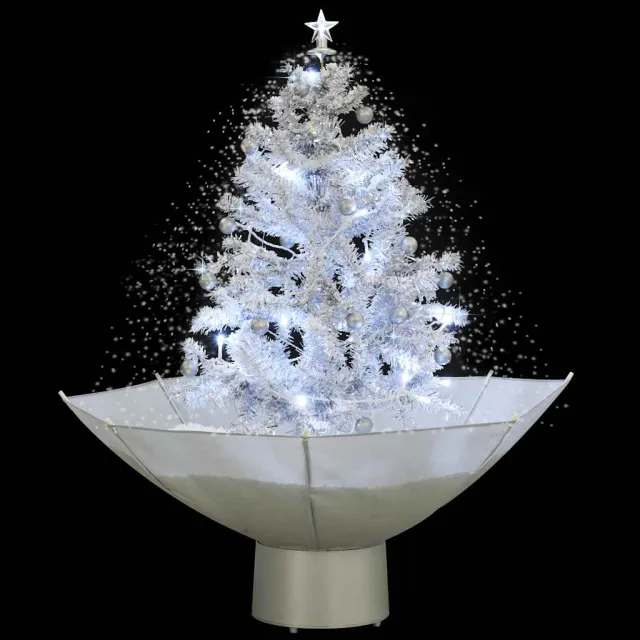 Arbre de Noël neigeux avec base de parapluie Blanc 75 cm