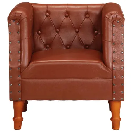 Fauteuil marron cuir véritable