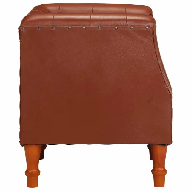 Fauteuil marron cuir véritable