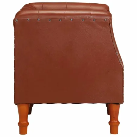 Fauteuil marron cuir véritable