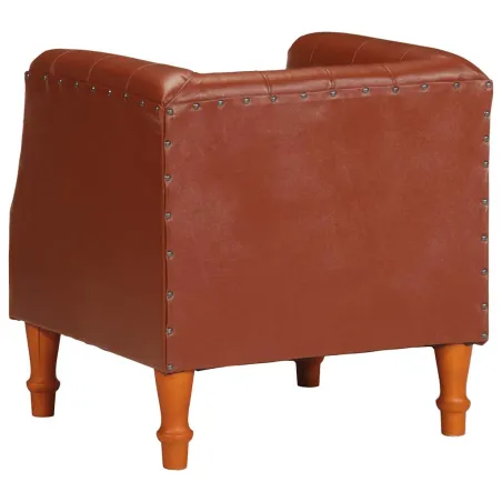 Fauteuil marron cuir véritable