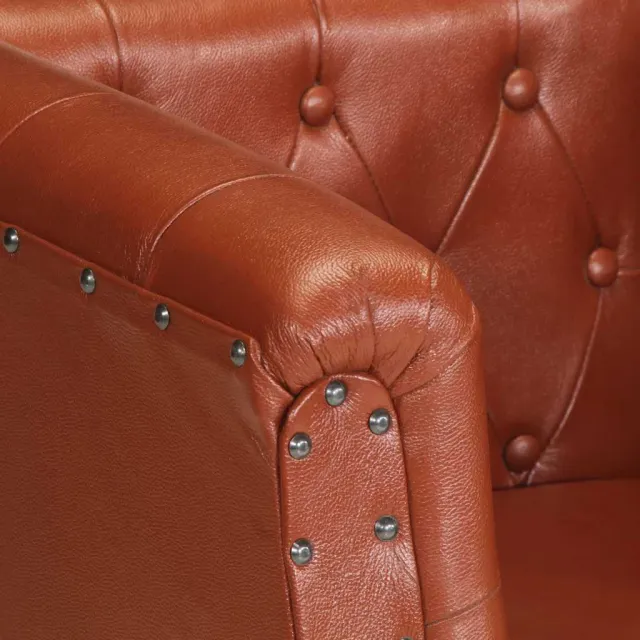 Fauteuil marron cuir véritable