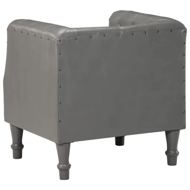 Chaise cabriolet gris cuir véritable