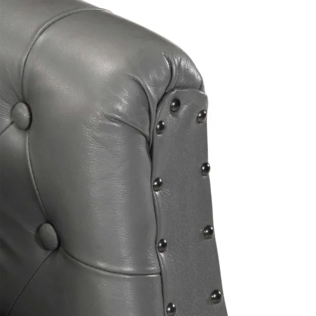 Chaise cabriolet gris cuir véritable