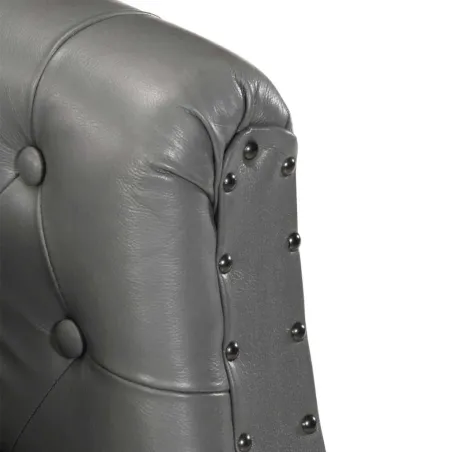 Chaise cabriolet gris cuir véritable