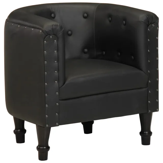 Chaise cabriolet noir cuir véritable