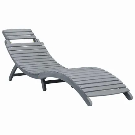 Chaise longue avec coussin Gris Bois d'acacia solide 2