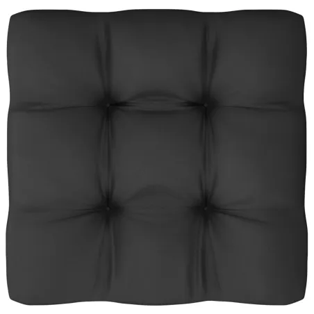 Salon de jardin 7 pcs avec coussins noir bois de pin massif