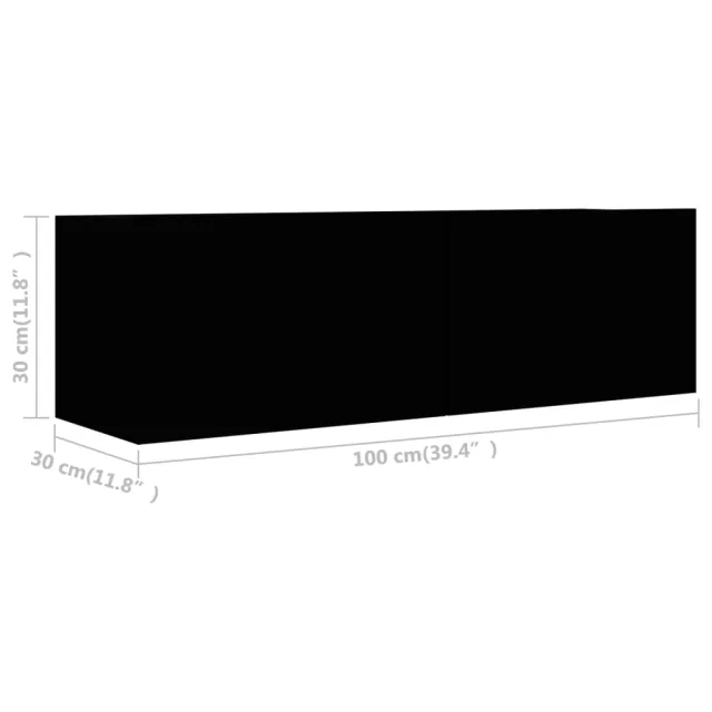 Ensemble de meuble TV 2 pcs Noir Bois d'ingénierie