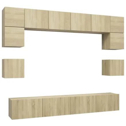Ensemble de meuble TV 8 pcs Chêne sonoma Bois d'ingénierie 2