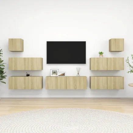 Ensemble de meuble TV 7 pcs Chêne sonoma Bois d'ingénierie