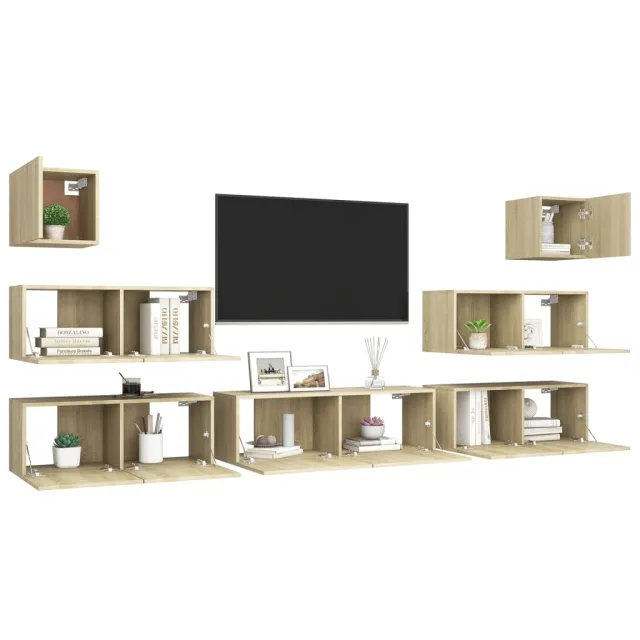 Ensemble de meuble TV 7 pcs Chêne sonoma Bois d'ingénierie