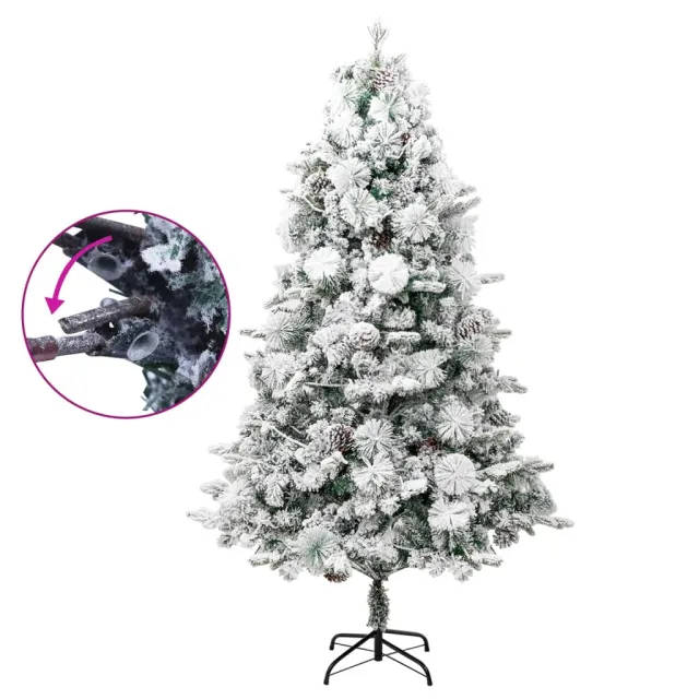 Sapin de Noël pré-éclairé avec neige floquée/cônes 225cm PVC/PE