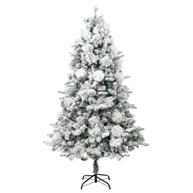 Sapin de Noël pré-éclairé avec neige floquée/cônes 225cm PVC/PE