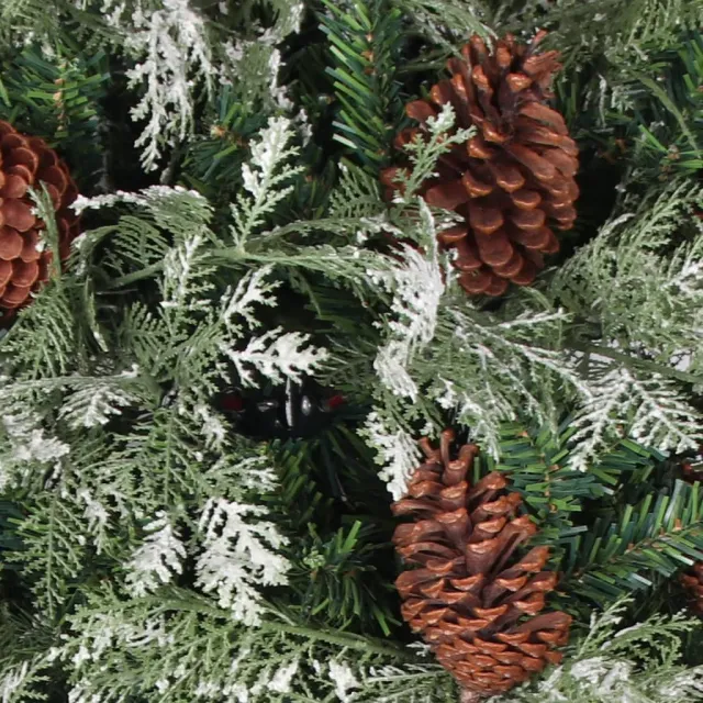 Sapin de Noël pré-éclairé pommes de pin vert blanc 225cm PVC PE