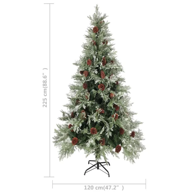 Sapin de Noël pré-éclairé pommes de pin vert blanc 225cm PVC PE