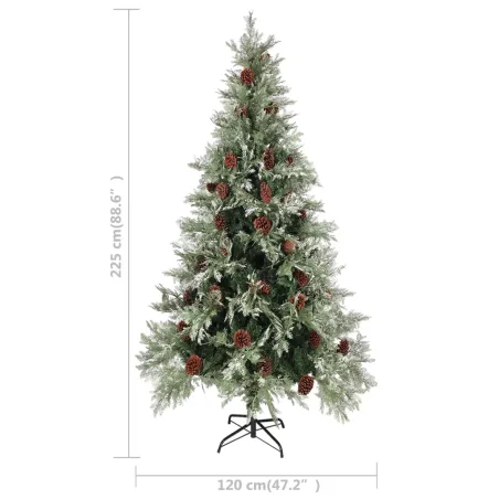 Sapin de Noël pré-éclairé pommes de pin vert blanc 225cm PVC PE