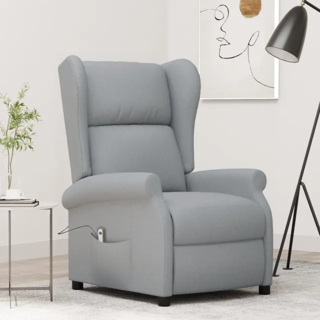 Fauteuil inclinable électrique à oreilles gris clair tissu