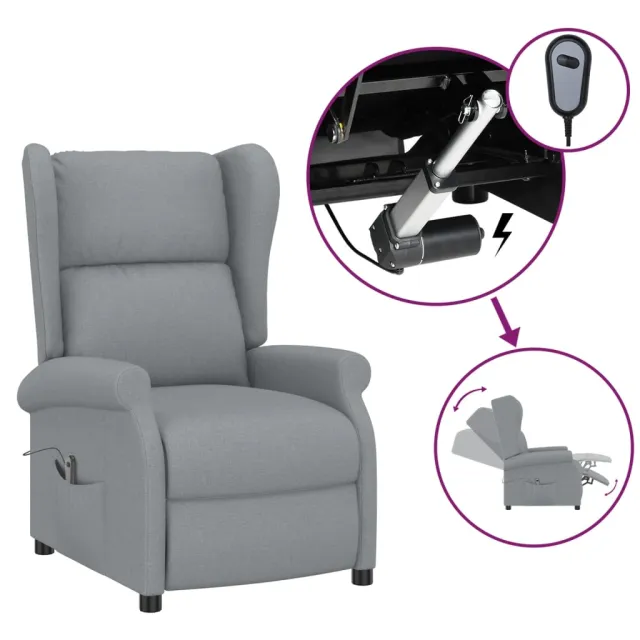 Fauteuil inclinable électrique à oreilles gris clair tissu