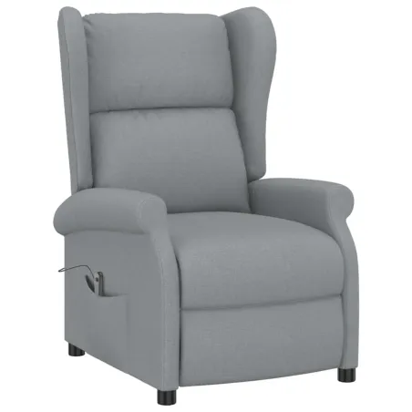 Fauteuil inclinable électrique à oreilles gris clair tissu