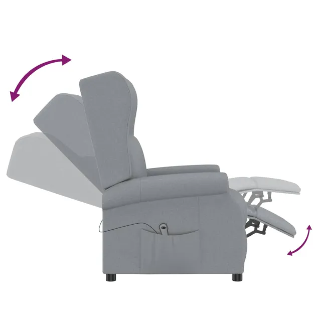 Fauteuil inclinable électrique à oreilles gris clair tissu