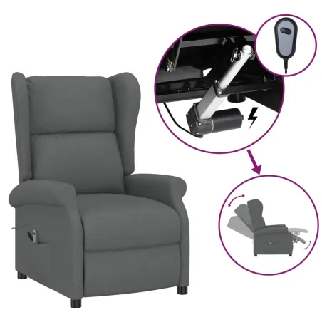 Fauteuil inclinable électrique à oreilles gris foncé tissu