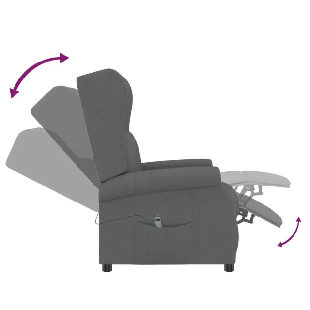 Fauteuil inclinable électrique à oreilles gris foncé tissu