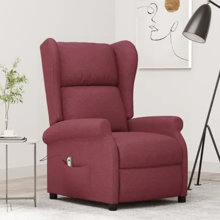 Fauteuil inclinable électrique à oreilles rouge bordeaux tissu