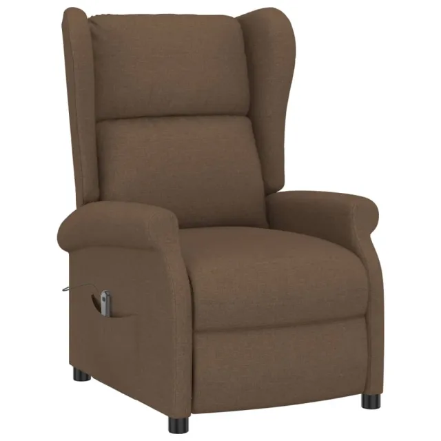 Fauteuil inclinable électrique à oreilles marron tissu