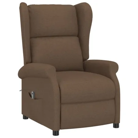 Fauteuil inclinable électrique à oreilles marron tissu