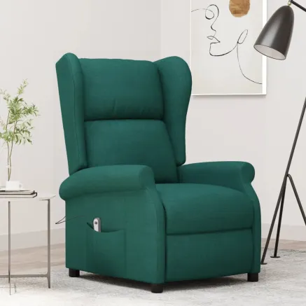 Fauteuil inclinable électrique à oreilles vert foncé tissu