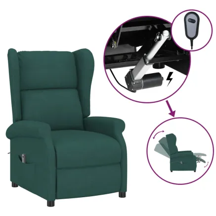 Fauteuil inclinable électrique à oreilles vert foncé tissu 2