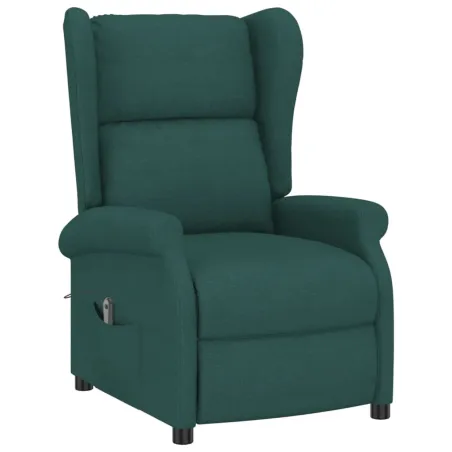 Fauteuil inclinable électrique à oreilles vert foncé tissu