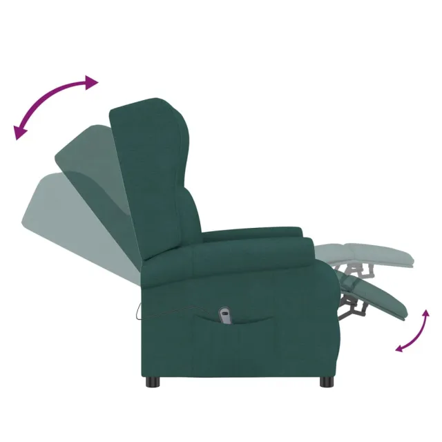 Fauteuil inclinable électrique à oreilles vert foncé tissu