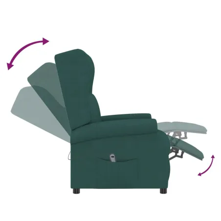 Fauteuil inclinable électrique à oreilles vert foncé tissu