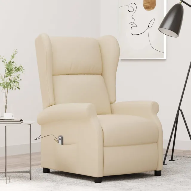 Fauteuil inclinable électrique à oreilles crème tissu