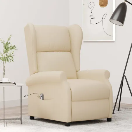 Fauteuil inclinable électrique à oreilles crème tissu