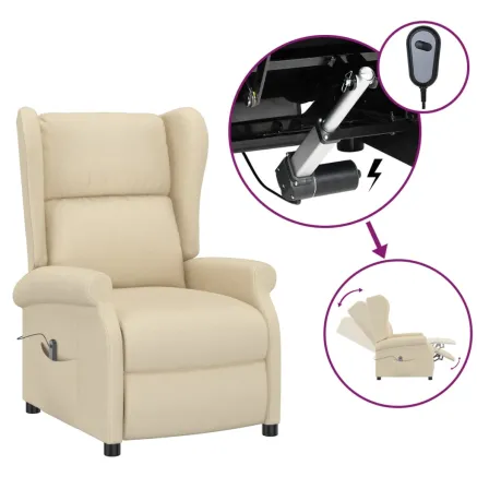 Fauteuil inclinable électrique à oreilles crème tissu 2