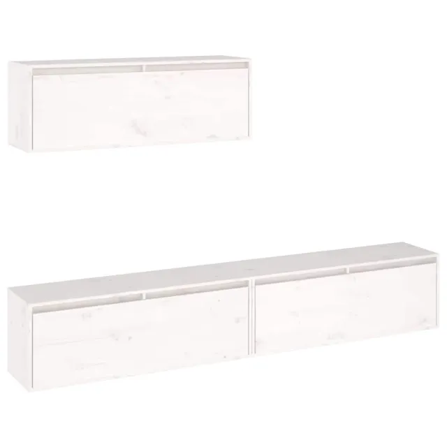 Ensemble de meubles TV 3 pcs blanc bois massif de pin