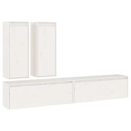 Meubles TV 4 pcs Blanc Bois massif de pin 2