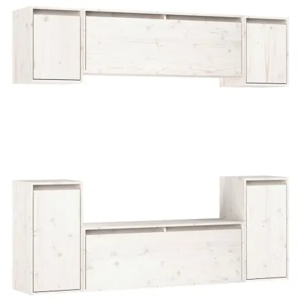 Meubles TV 6 pcs Blanc Bois massif de pin 2