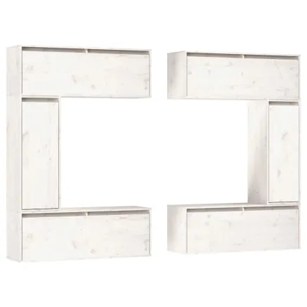 Meubles TV 6 pcs Blanc Bois massif de pin 2