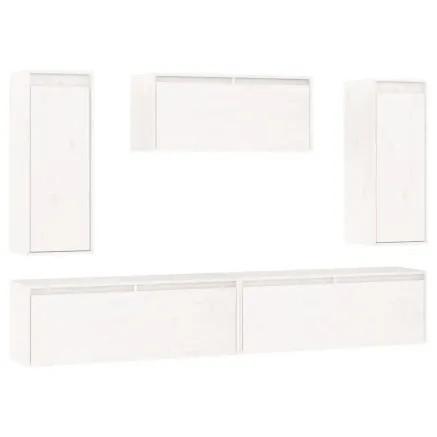 Meubles TV 5 pcs Blanc Bois massif de pin 2