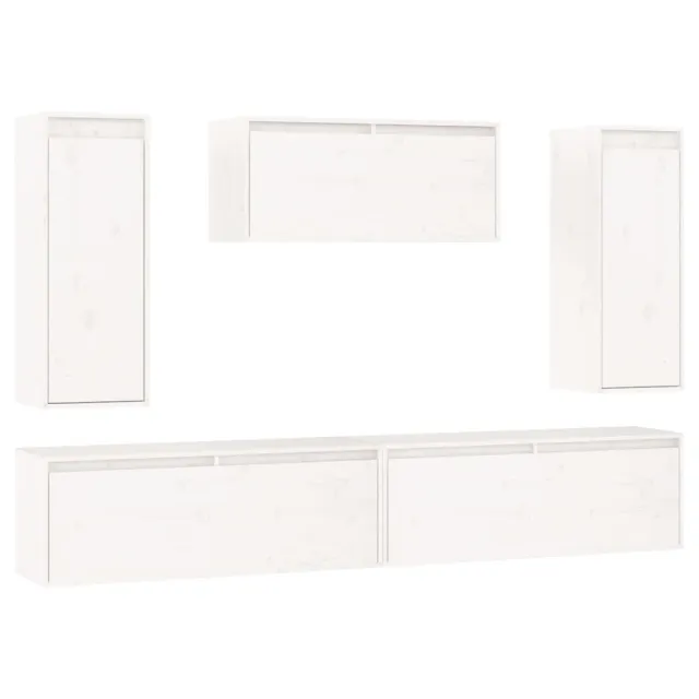 Meubles TV 5 pcs Blanc Bois massif de pin