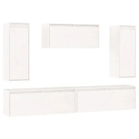 Meubles TV 5 pcs Blanc Bois massif de pin
