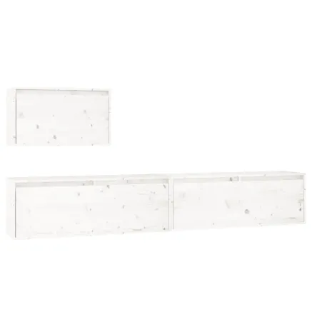 Meubles TV 3 pcs Blanc Bois massif de pin 2