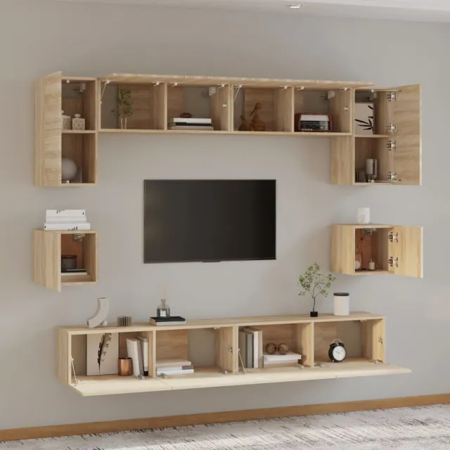 Ensemble de meubles TV 8 pcs Chêne sonoma Bois d'ingénierie