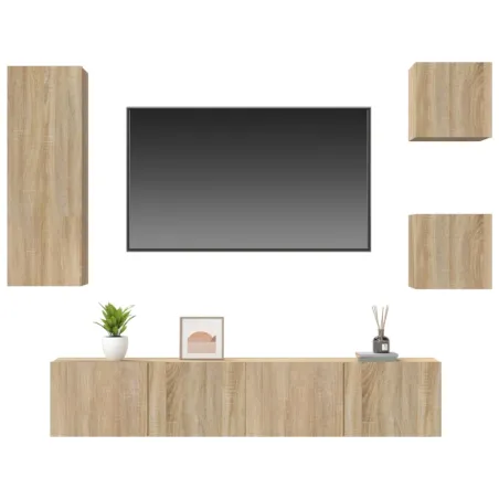 Ensemble de meubles TV 5 pcs Chêne sonoma Bois d'ingénierie
